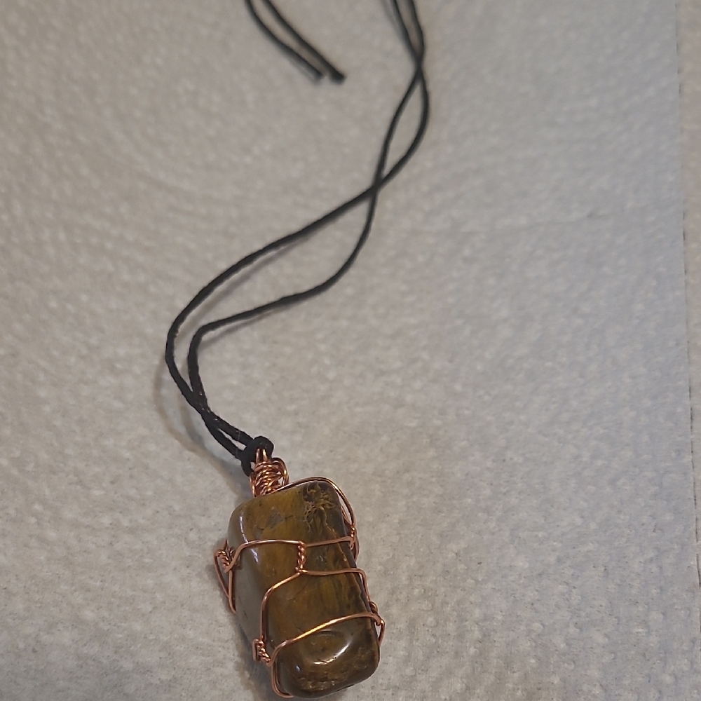 Wire Wrapped Stone Pendant Necklace